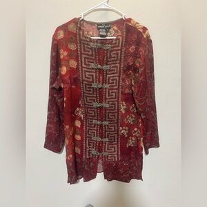 100% Rayón Carole Little Red and Gold Floral Dress